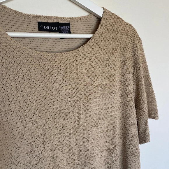 George Tops - Vintage Textured Short Sleeve Blouse Top - XL